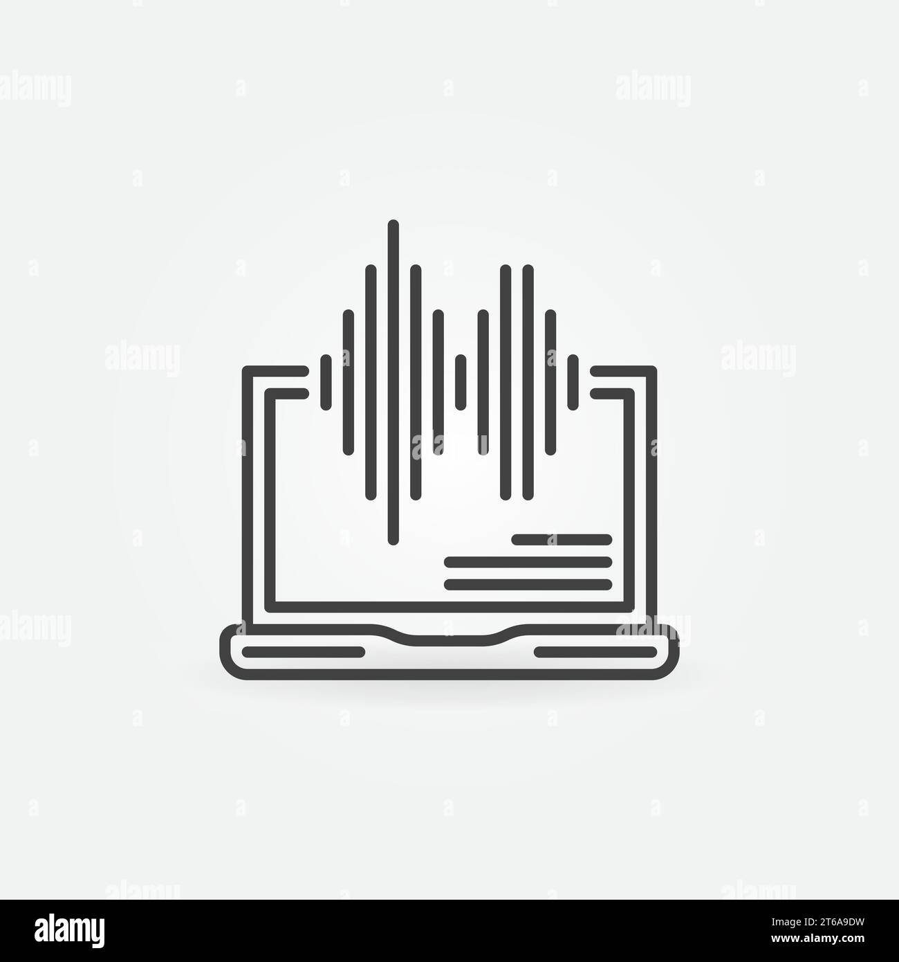 Laptop with Sound wave linear vector concept icon or logo element Stock Vector