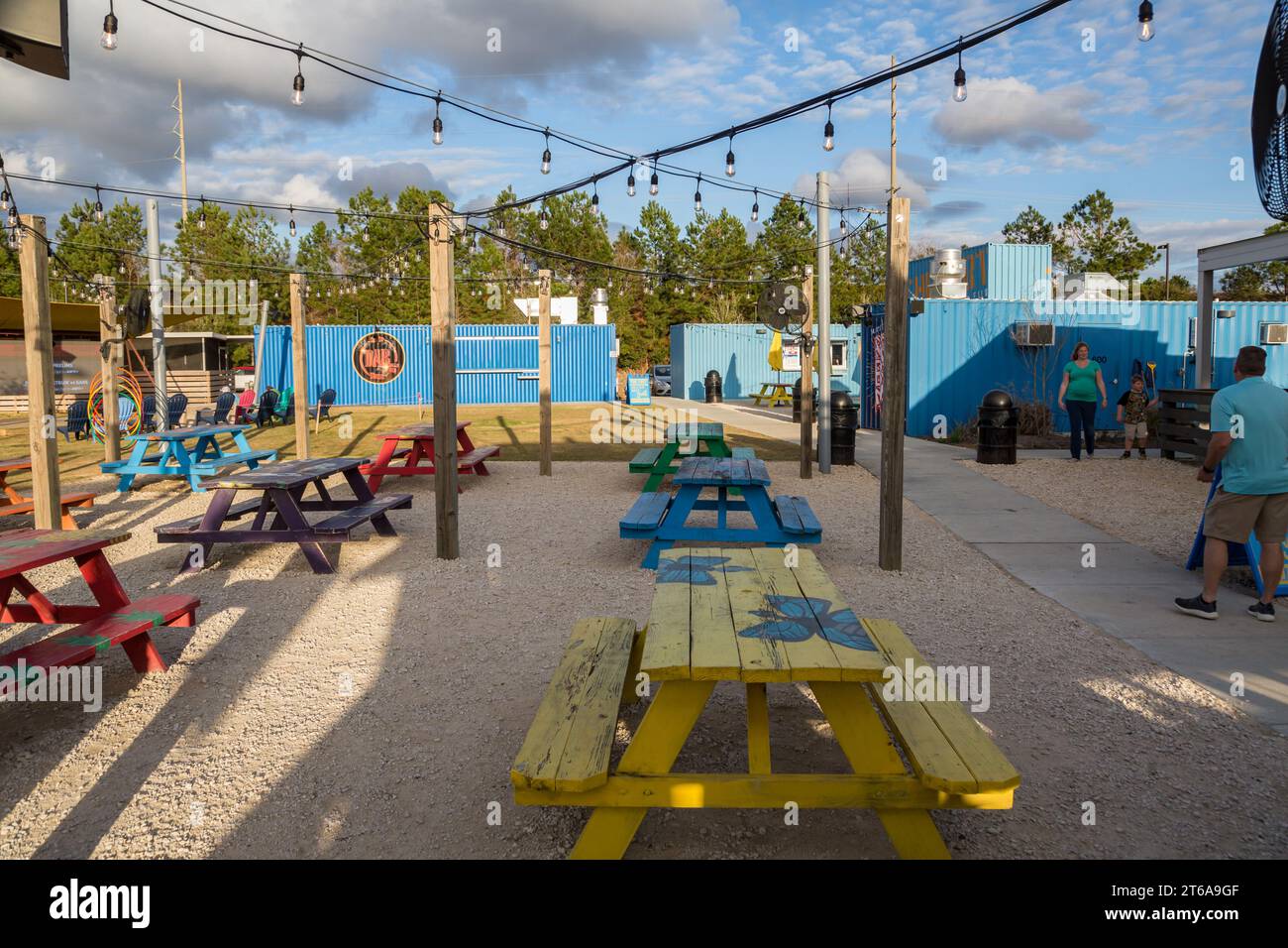 The Fort outdoor dining and entertainment hangout commposed of