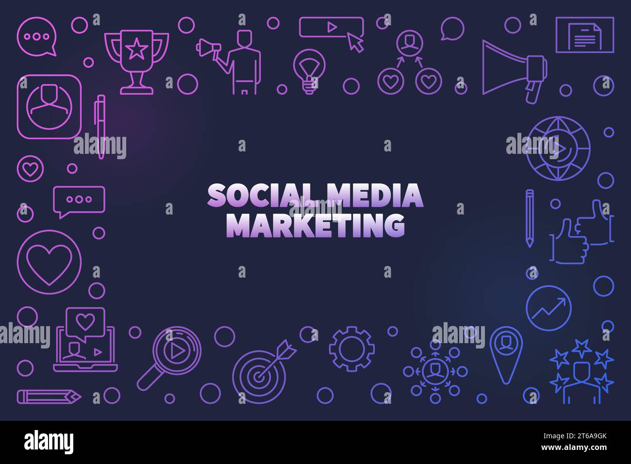 Social Media Marketing vector colored concept linear illustration or ...