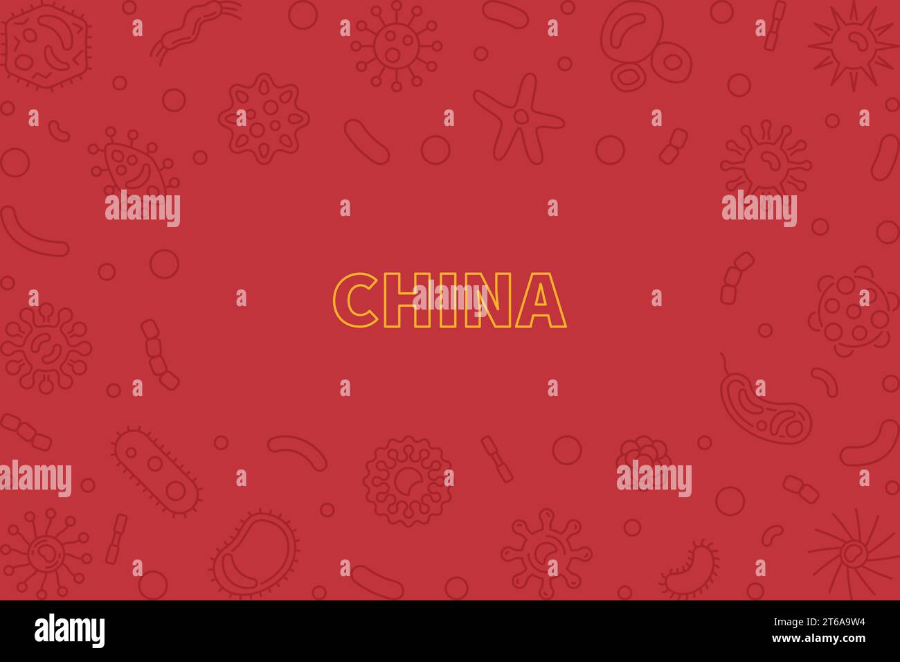 Viruses in China vector modern concept thin line illustration or frame Stock Vector