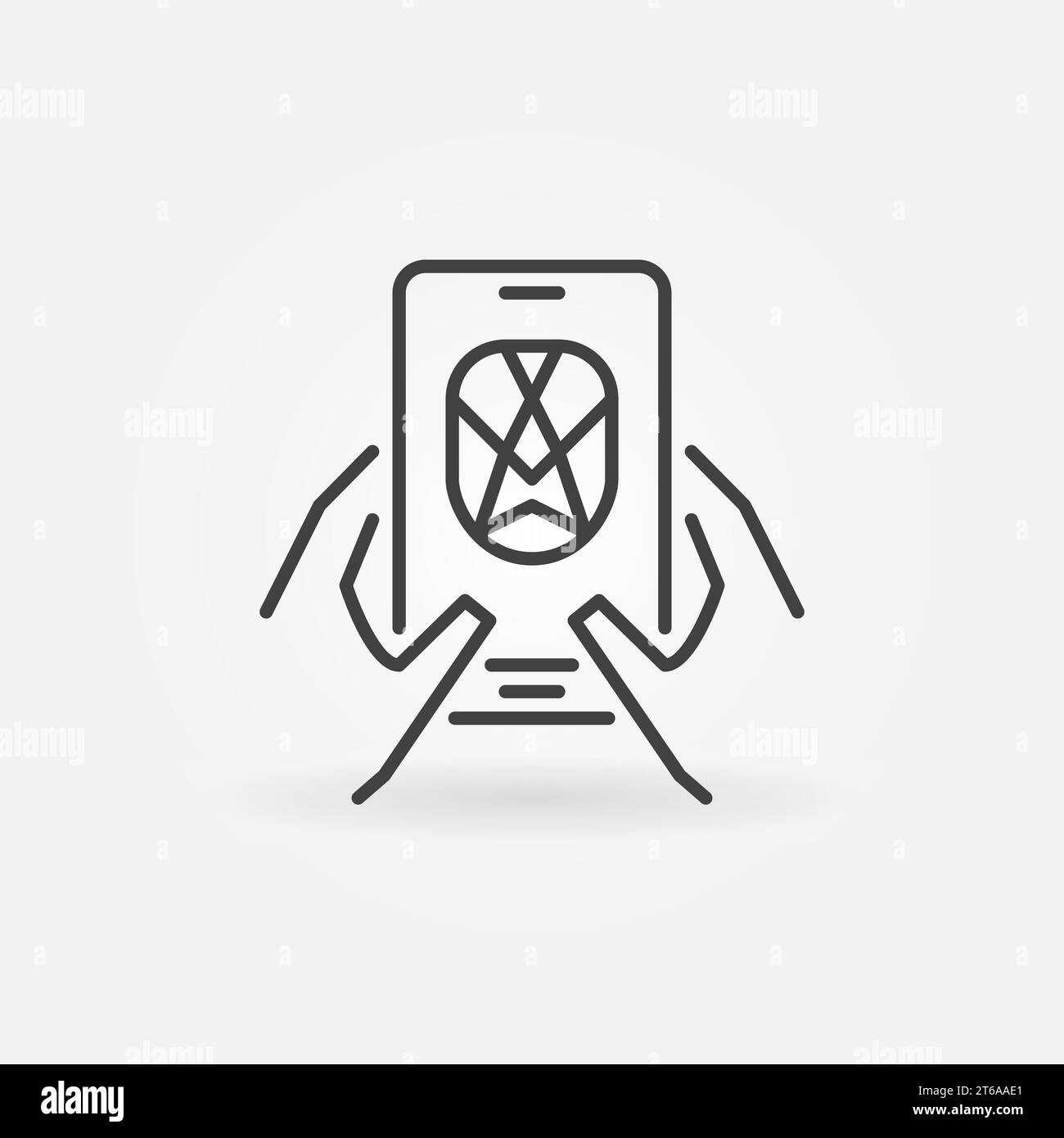 Smartphone Face Recognition and Authentication vector concept outline icon or symbol Stock Vector