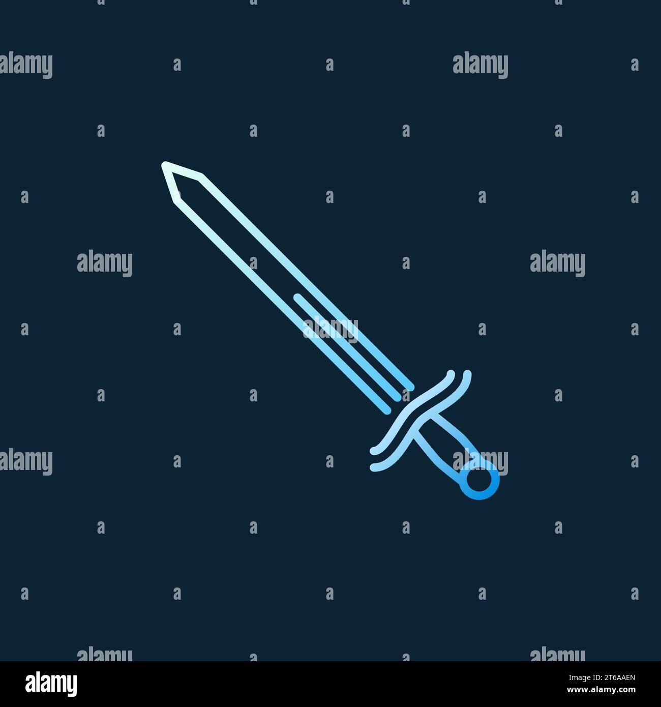 Sword vector concept colorful linear icon or sign on dark background ...