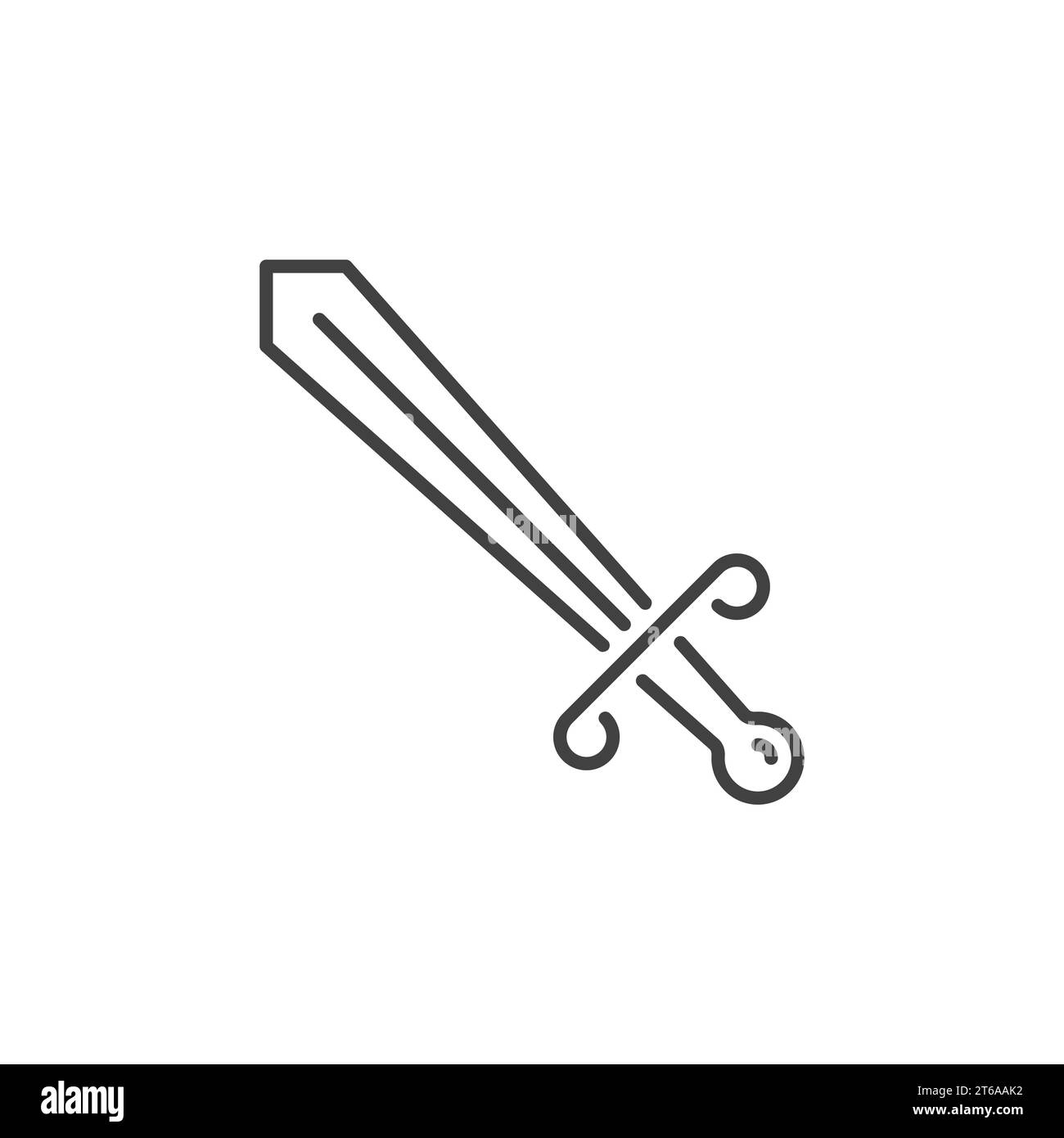 Vector Sword concept minimal icon or logo element in thin line style Stock Vector