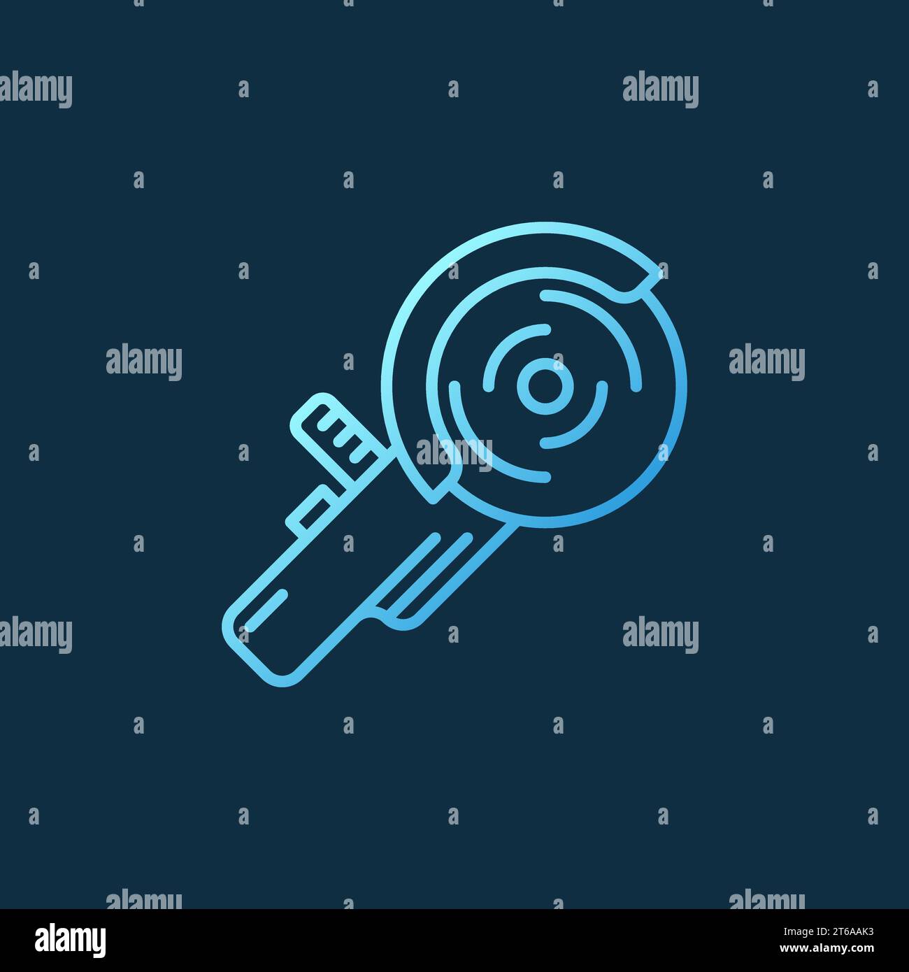 Angle Grinder vector blue concept linear icon or logo on dark background Stock Vector
