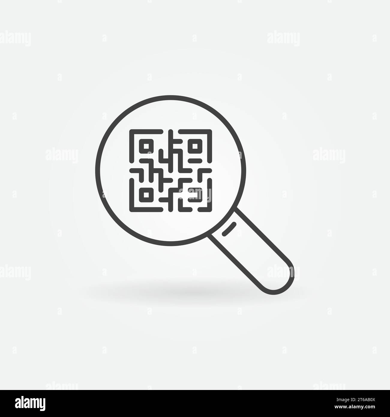 QR Code in Magnifier outline vector Search concept icon or design element Stock Vector