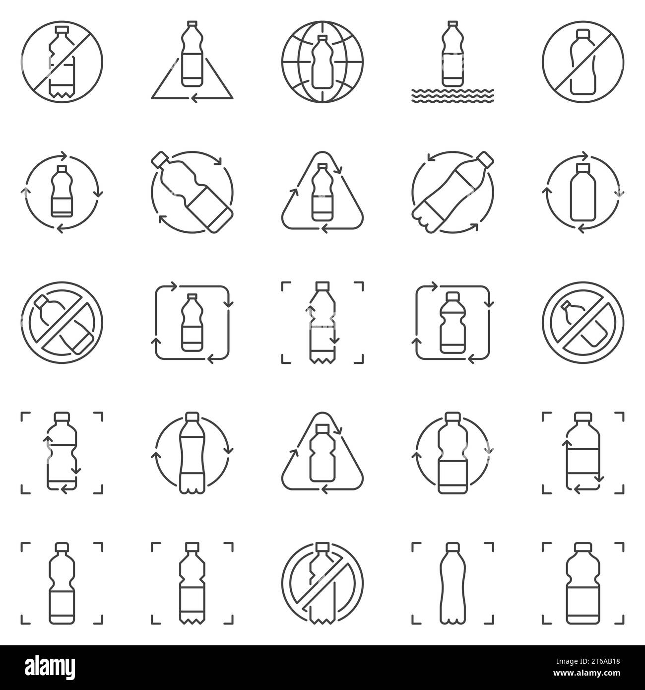 Recycle Plastic Bottle outline icons set - vector Plastic Recycling ...
