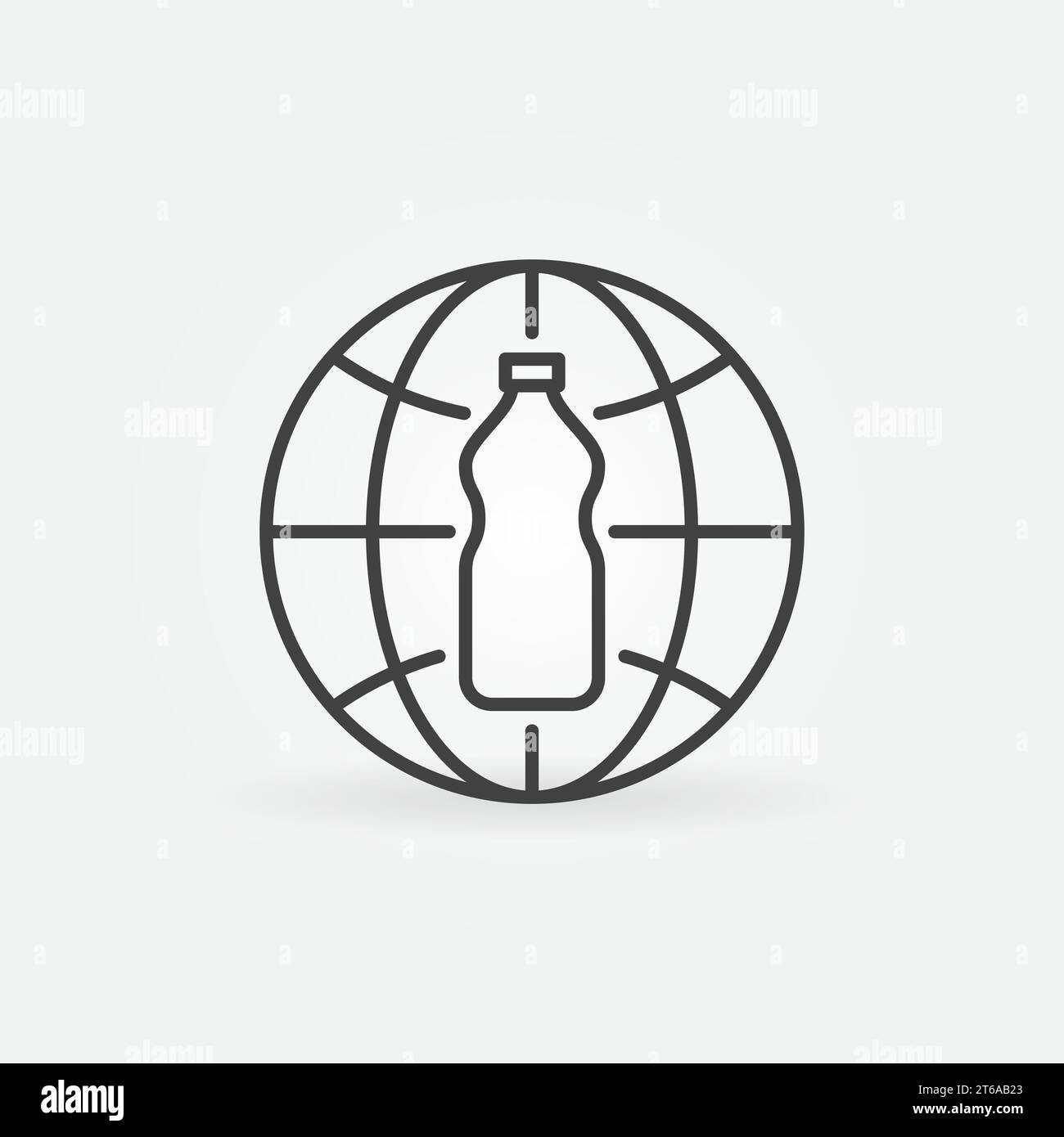Plastic Bottle with Earth Globe linear vector concept icon or logo element Stock Vector
