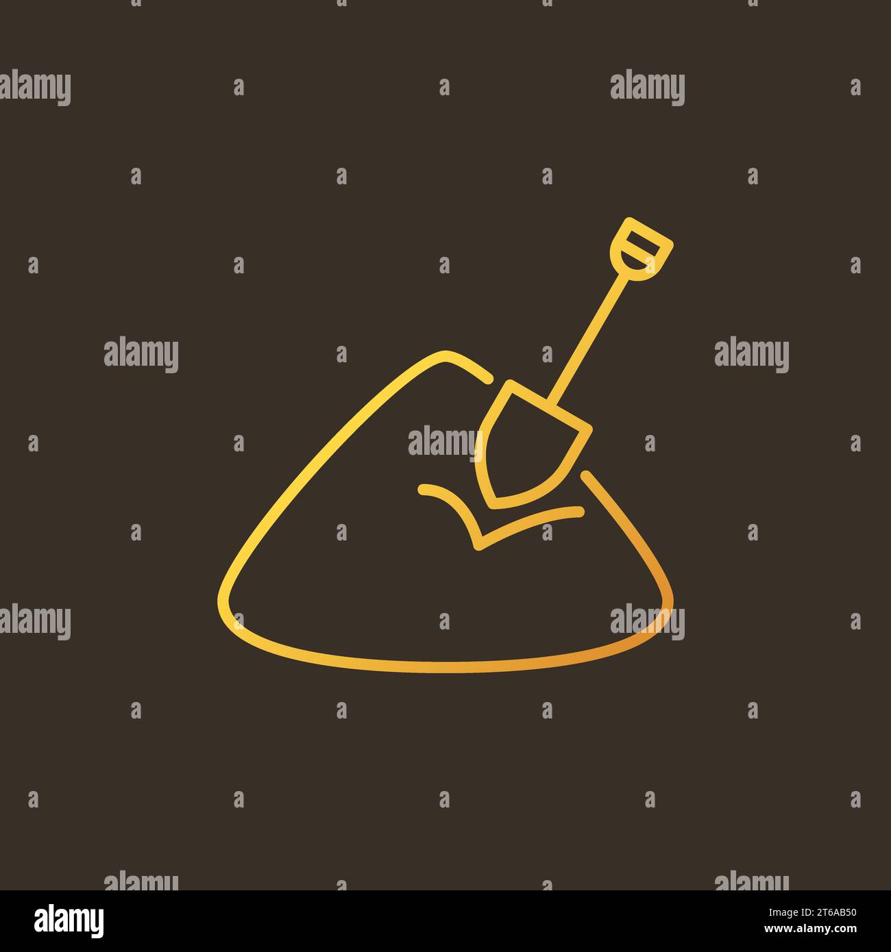 Sand with Shovel vector colored linear icon or logo on dark background ...
