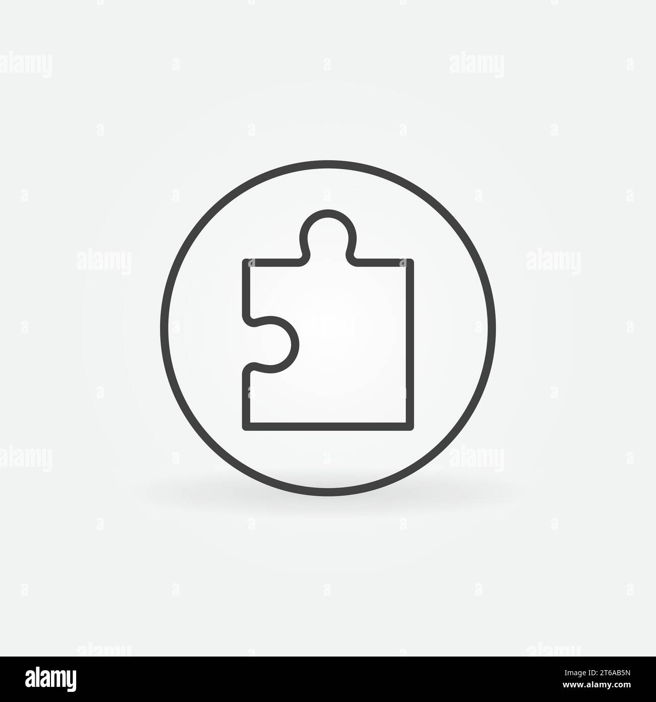 Puzzle Piece in Circle vector concept icon or symbol in thin line style ...