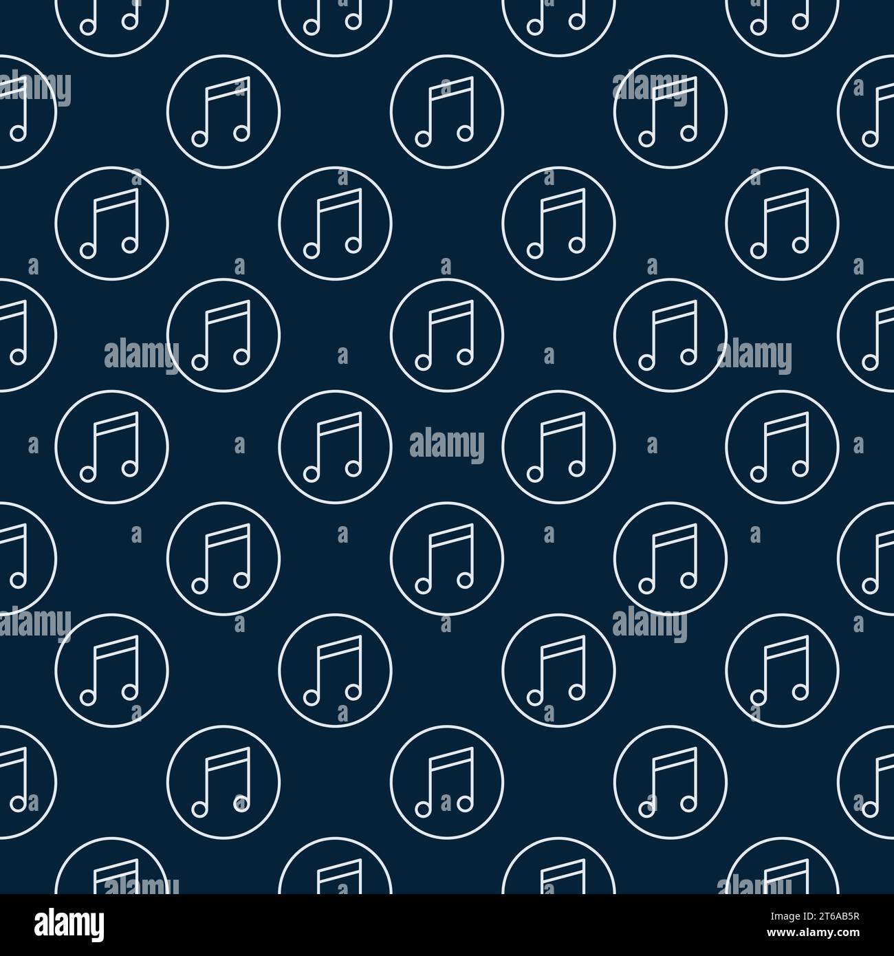 Seamless Vector Pattern made with Round Musical Note icon in thin line style Stock Vector