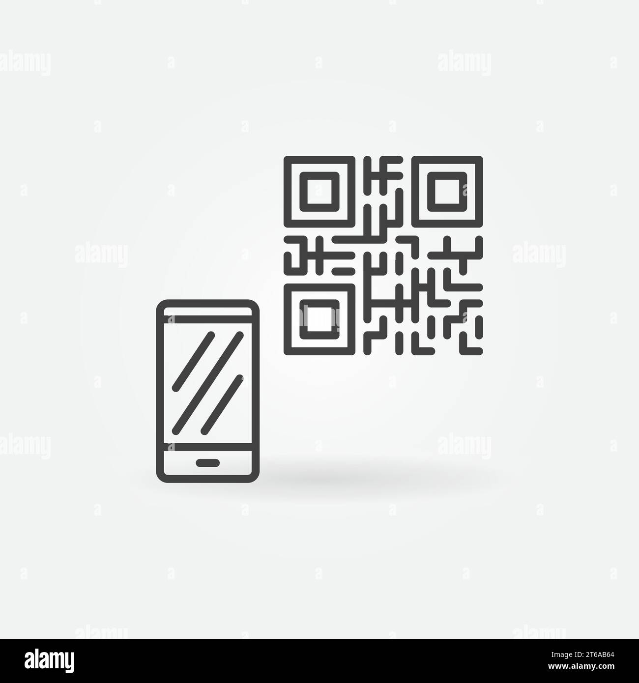 QR Code with Smartphone vector thin line concept icon or design element Stock Vector