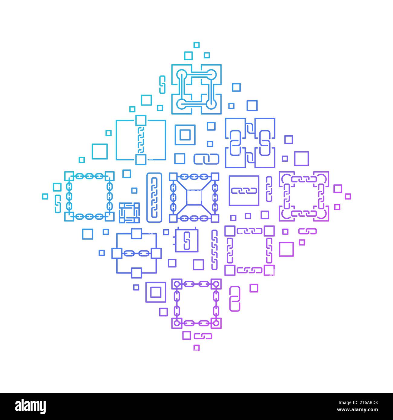 Blockchain concept vector outline colored rhombus shape illustration or ...