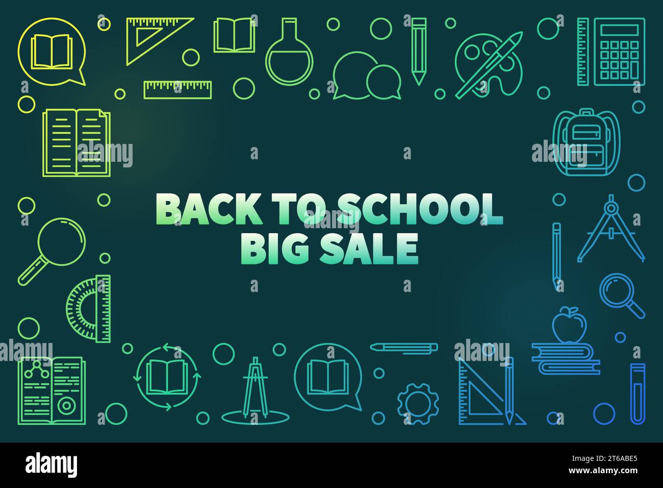 Vector Back to School Big Sale concept linear colored horizontal ...