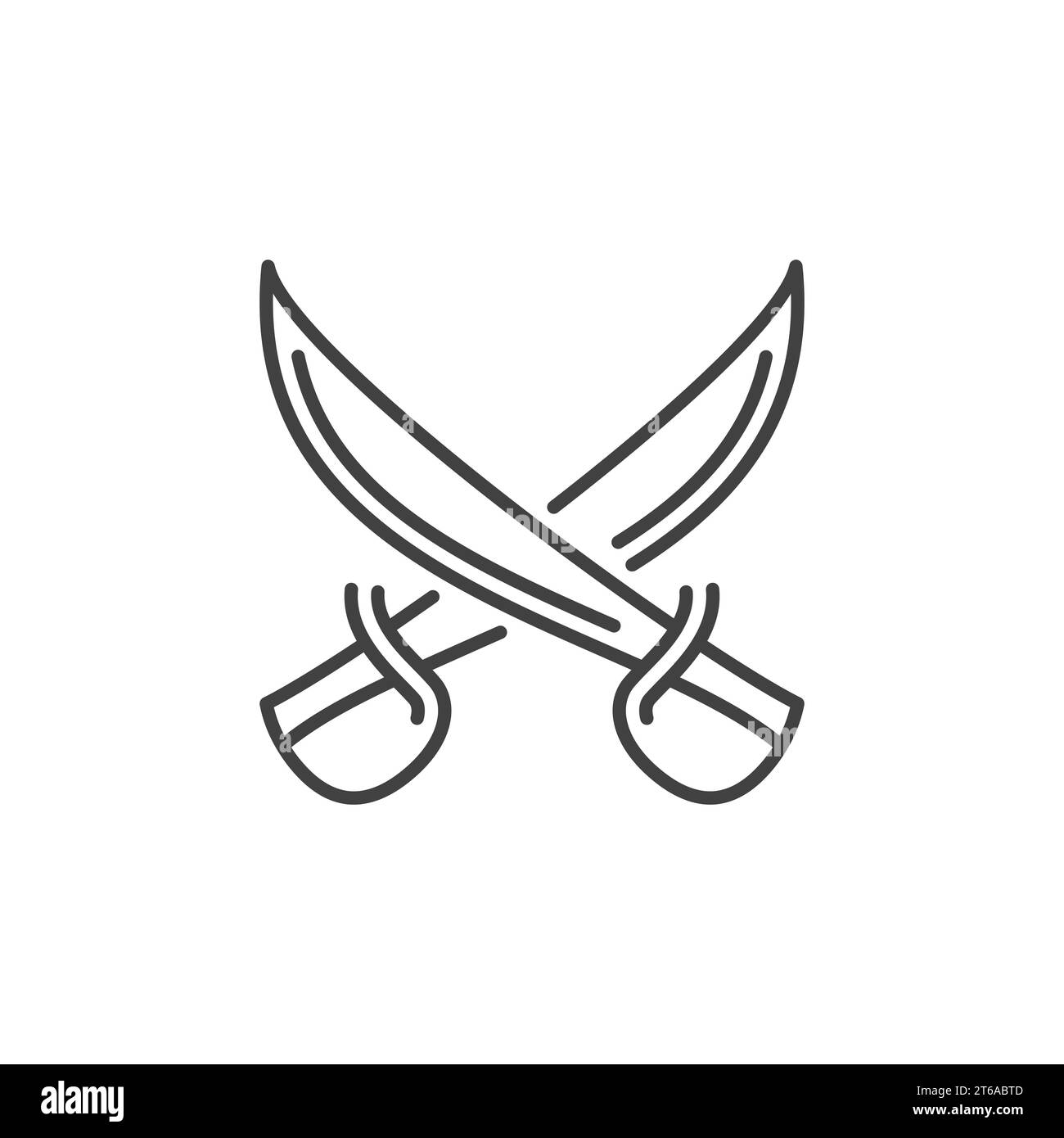 Crossed Sabres or Swords vector concept outline icon or symbol Stock ...