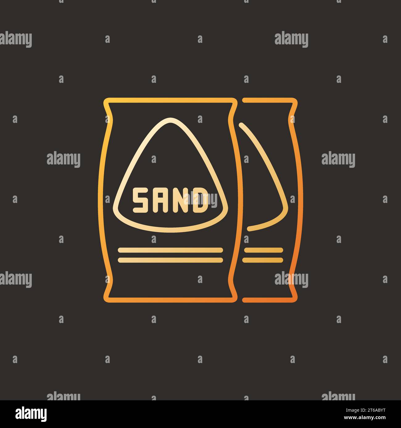 Bags with Sand vector colored outline icon or symbol on dark background ...