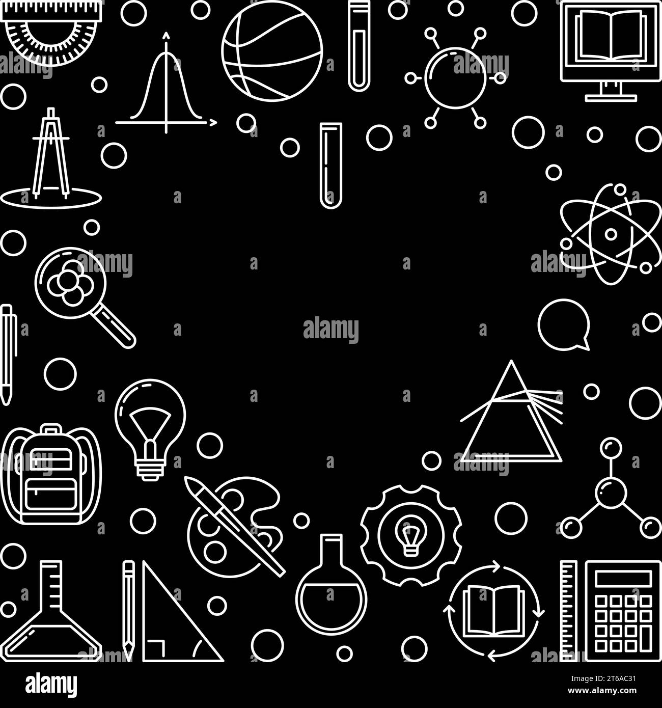 I Love School Heart vector concept frame or illustration in thin line ...