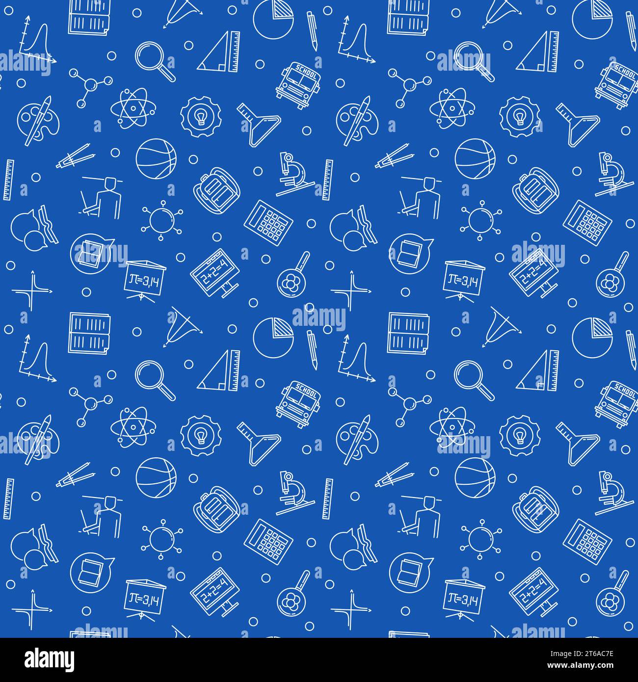 Vector Back to School concept seamless pattern in thin line style Stock ...