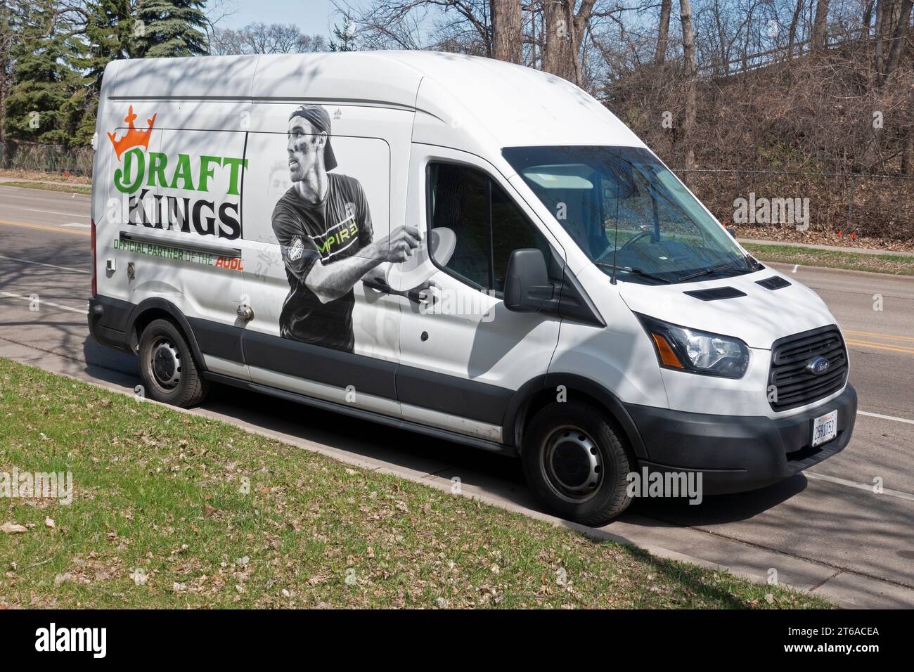 Van advertising DraftKings internet sport betting and fantasy teams. St Paul Minnesota MN USA Stock Photo