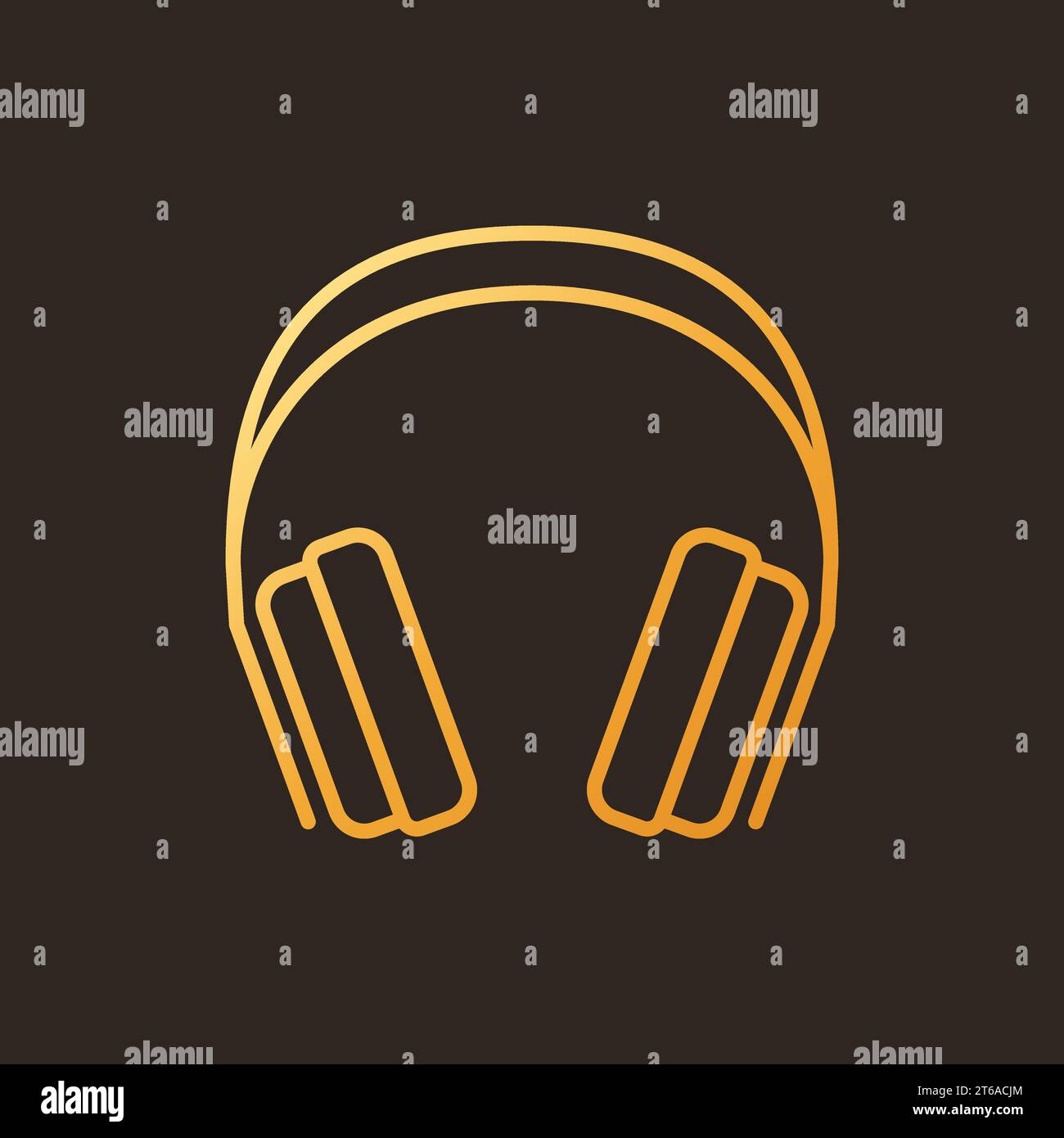 Vector Gaming Headphones concept colored outline icon or logo on dark background Stock Vector
