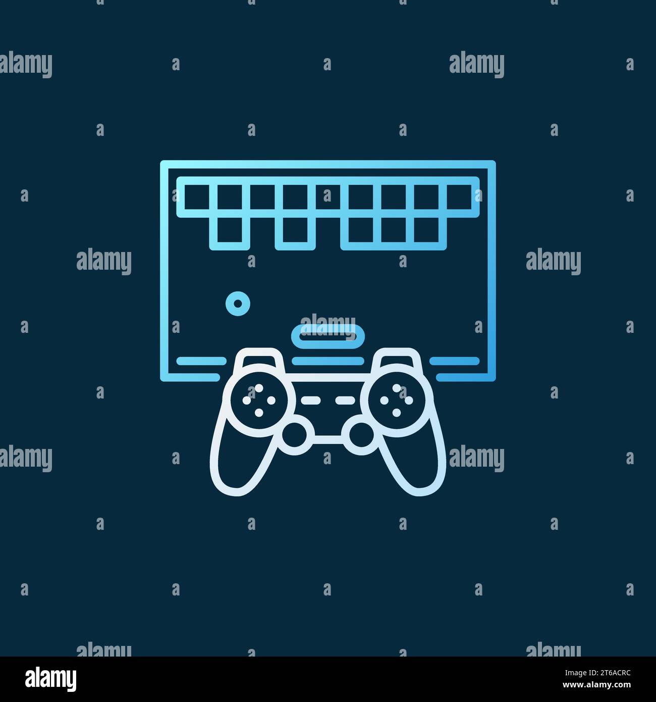 Retro Game with Gamepad vector concept outline colored icon or sign on ...