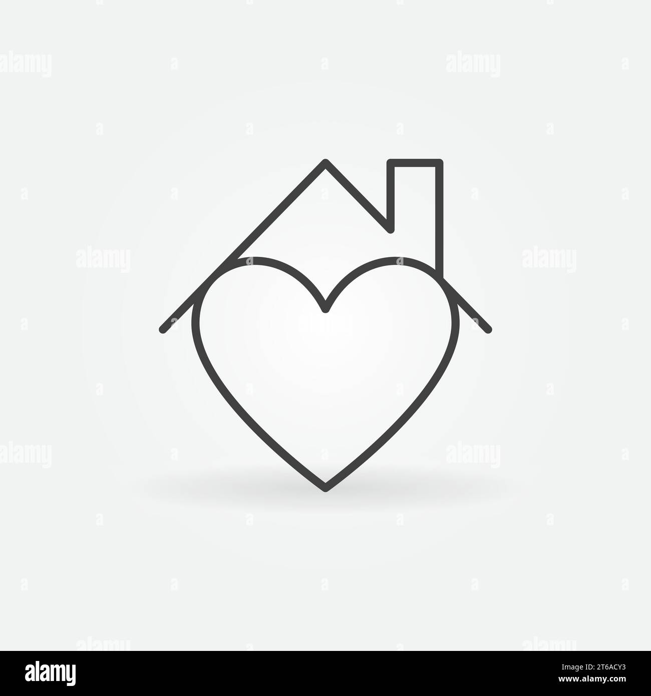 Heart under House Roof outline icon Stay at Home vector concept symbol or design element Stock