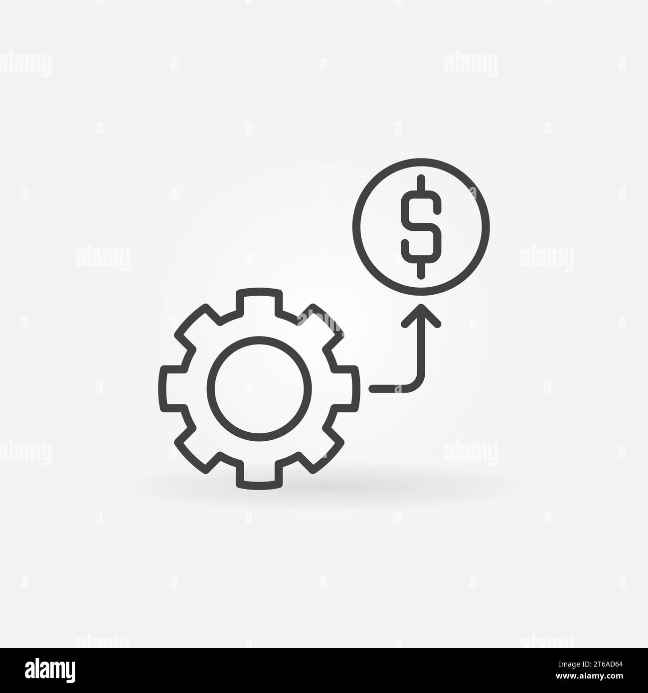 Cog Wheel with Dollar sign outline icon. Money Settings vector concept ...