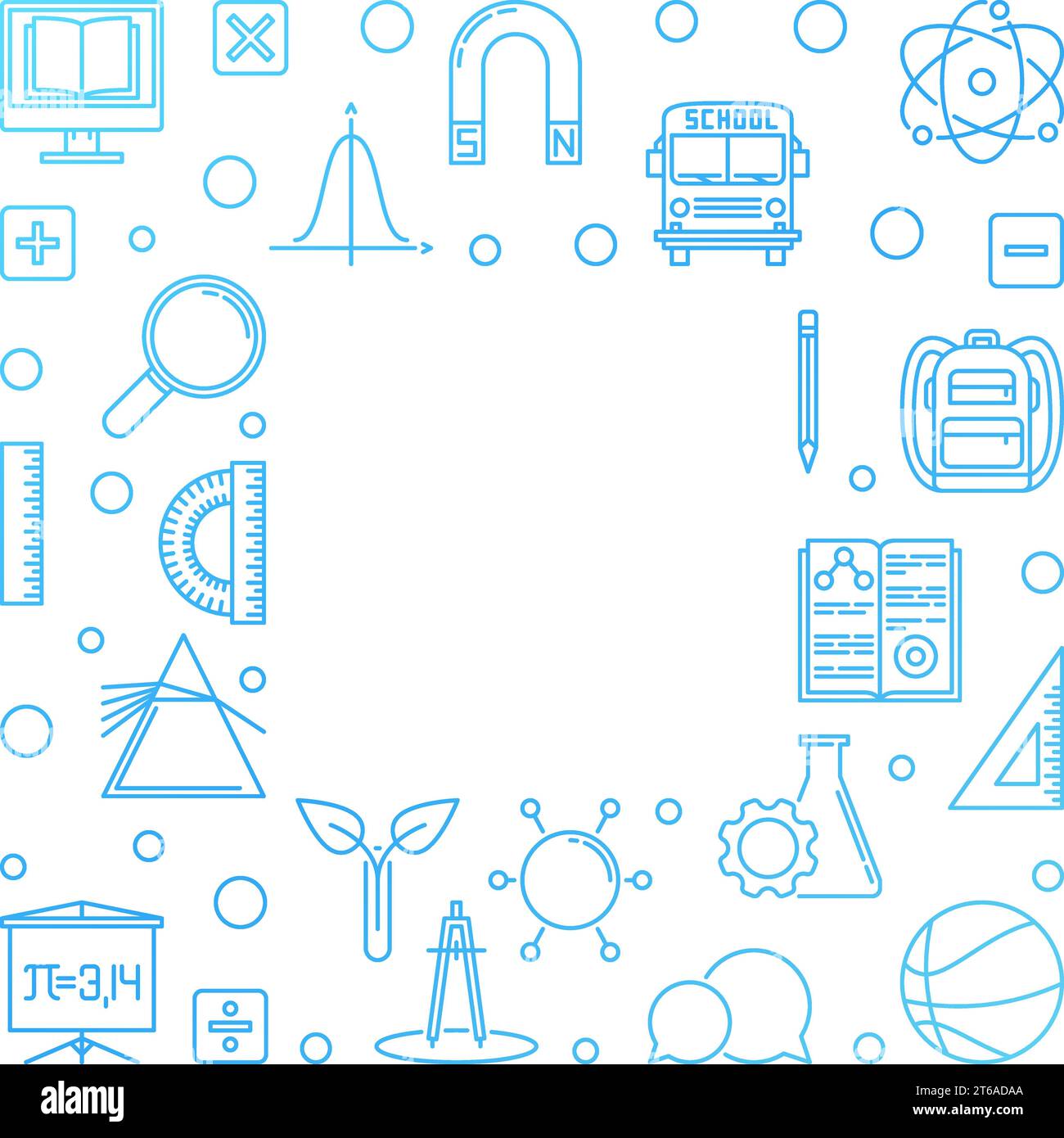Welcome Back to School vector concept outline illustration or frame on ...