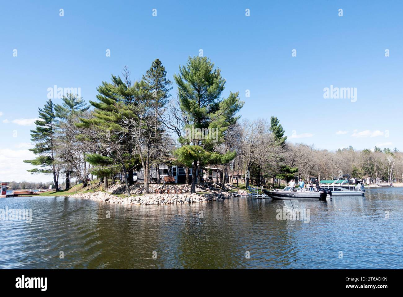 Shoreline on the Gull Chain of Lakes channel on the May fishing opener. Nisswa Minnesota MN USA Stock Photo