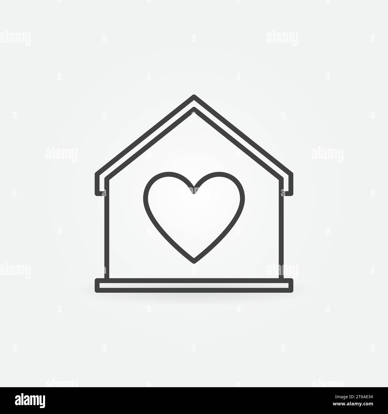 Modern House with Heart vector line icon. Stay Home concept symbol in ...