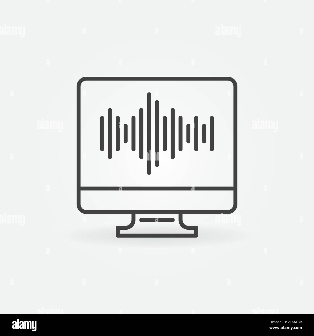 Sound wave on Computer Screen outline icon. Sound Design linear vector ...