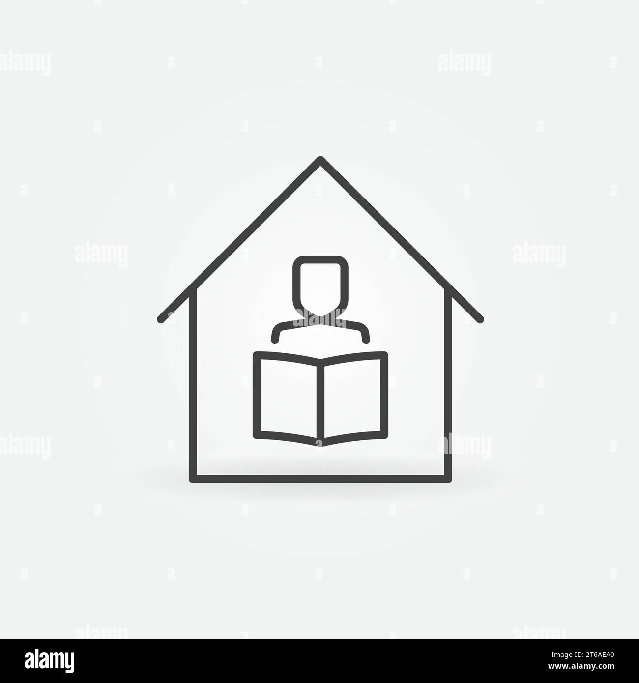 Reading at home linear icon homeschooling vector concept symbol stock