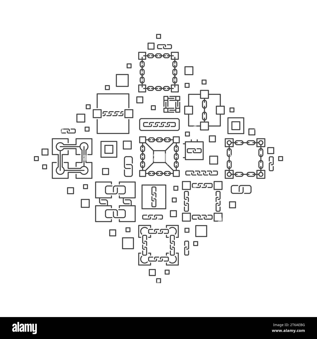 Blockchain or Block Chain Technology vector concept rhombus shape ...