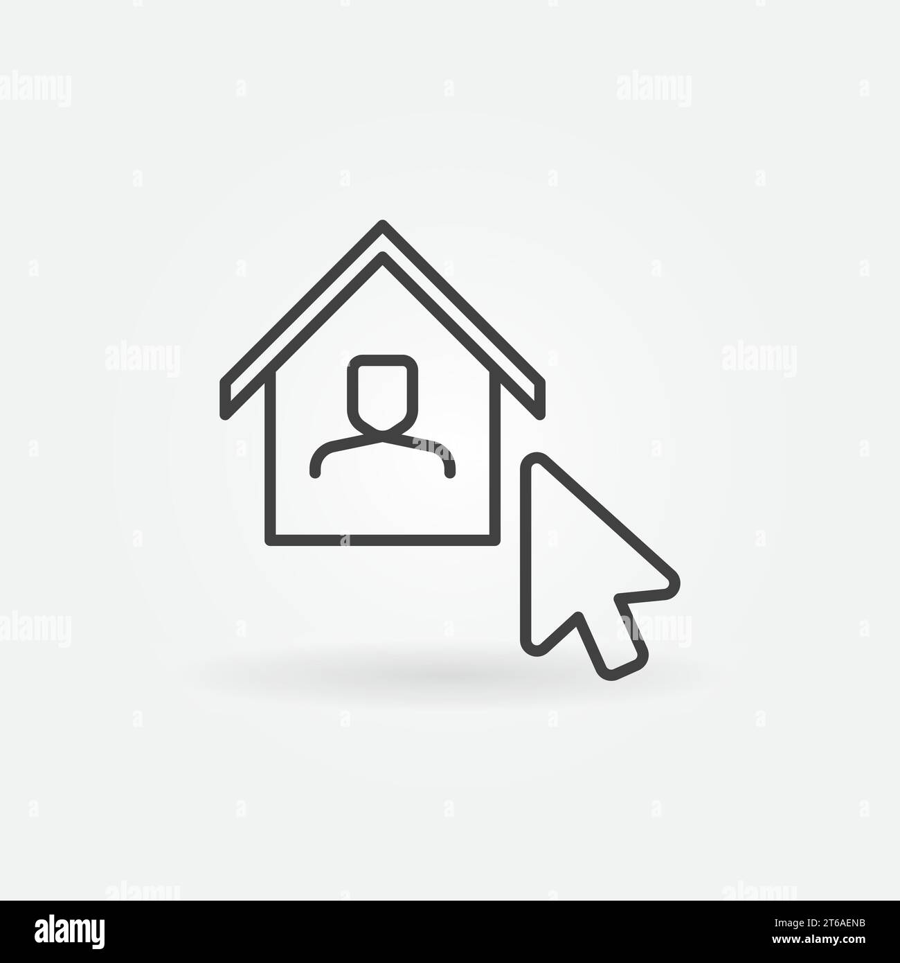 Mouse Click on House linear icon. Vector Work at Home concept symbol Stock Vector