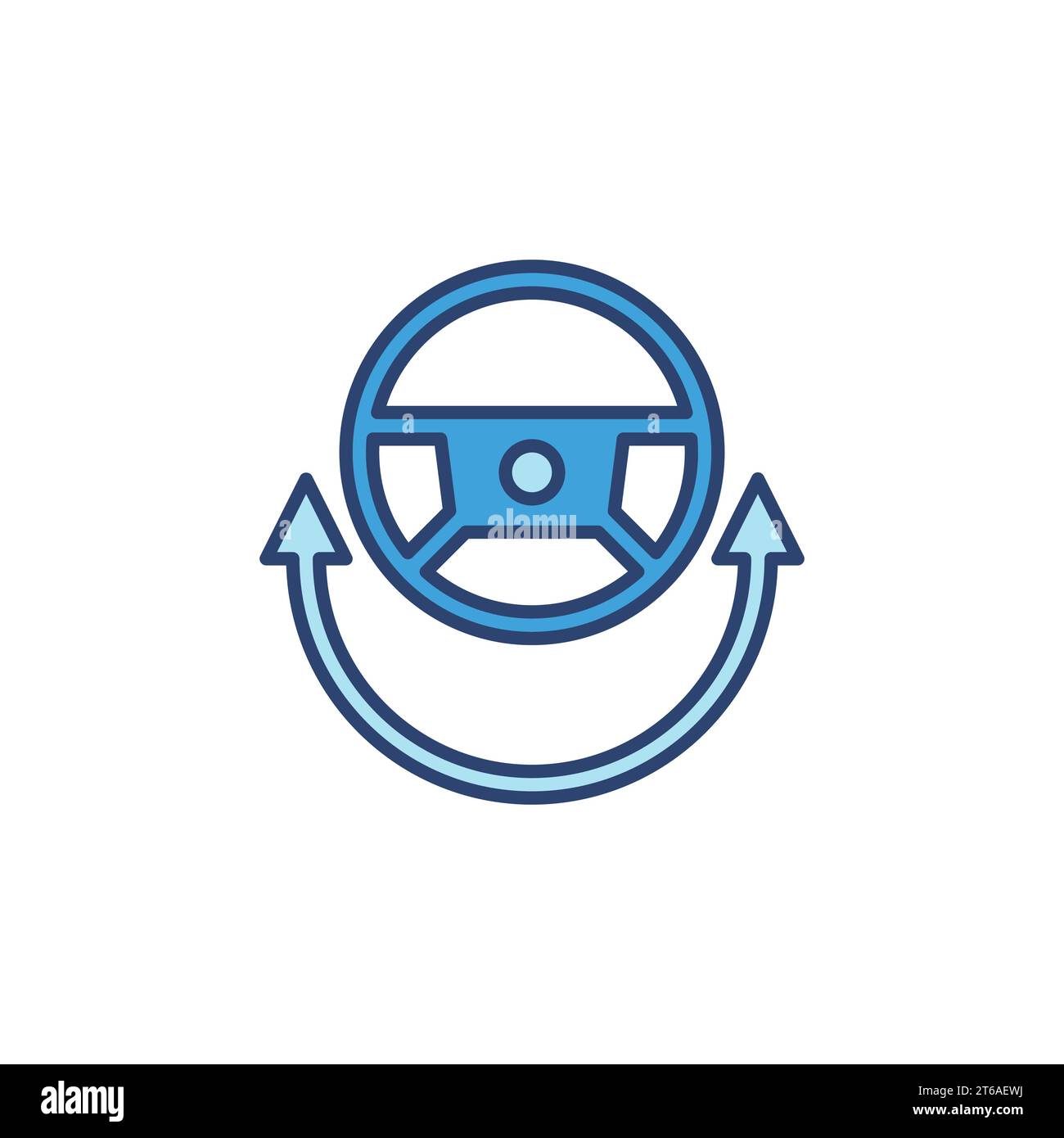 Steering Wheel and Arrow vector blue concept icon or symbol Stock