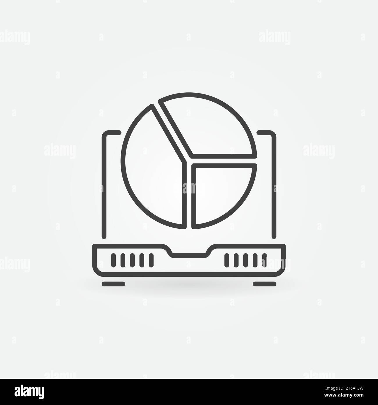 Laptop with Pie Chart vector concept icon or sign in outline style ...