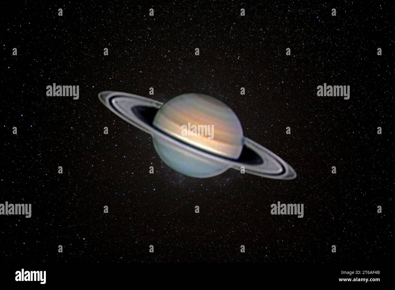 the planet Saturn photographed with an amateur telescope Stock Photo