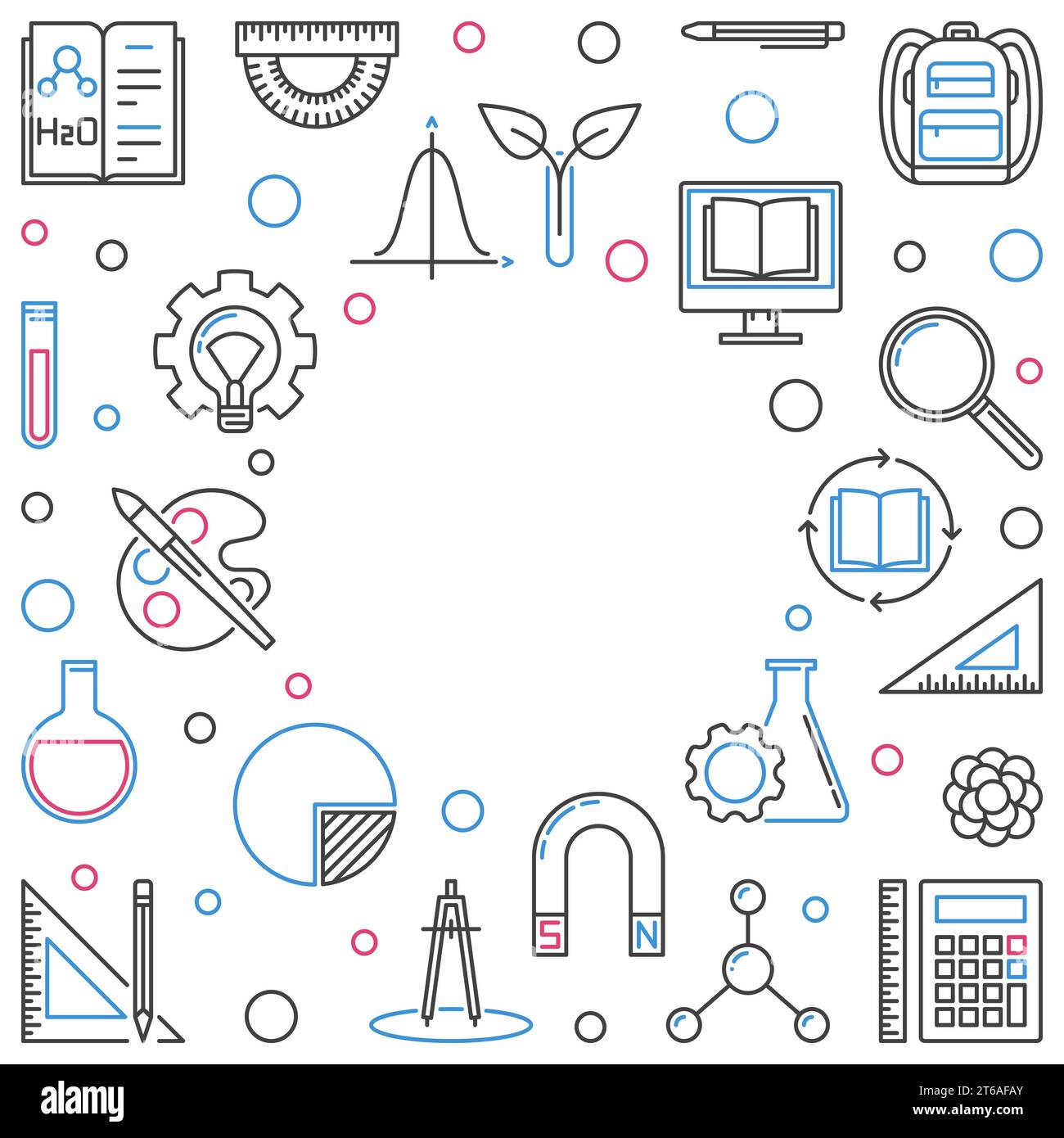 Back to School vector concept creative illustration or frame in thin ...