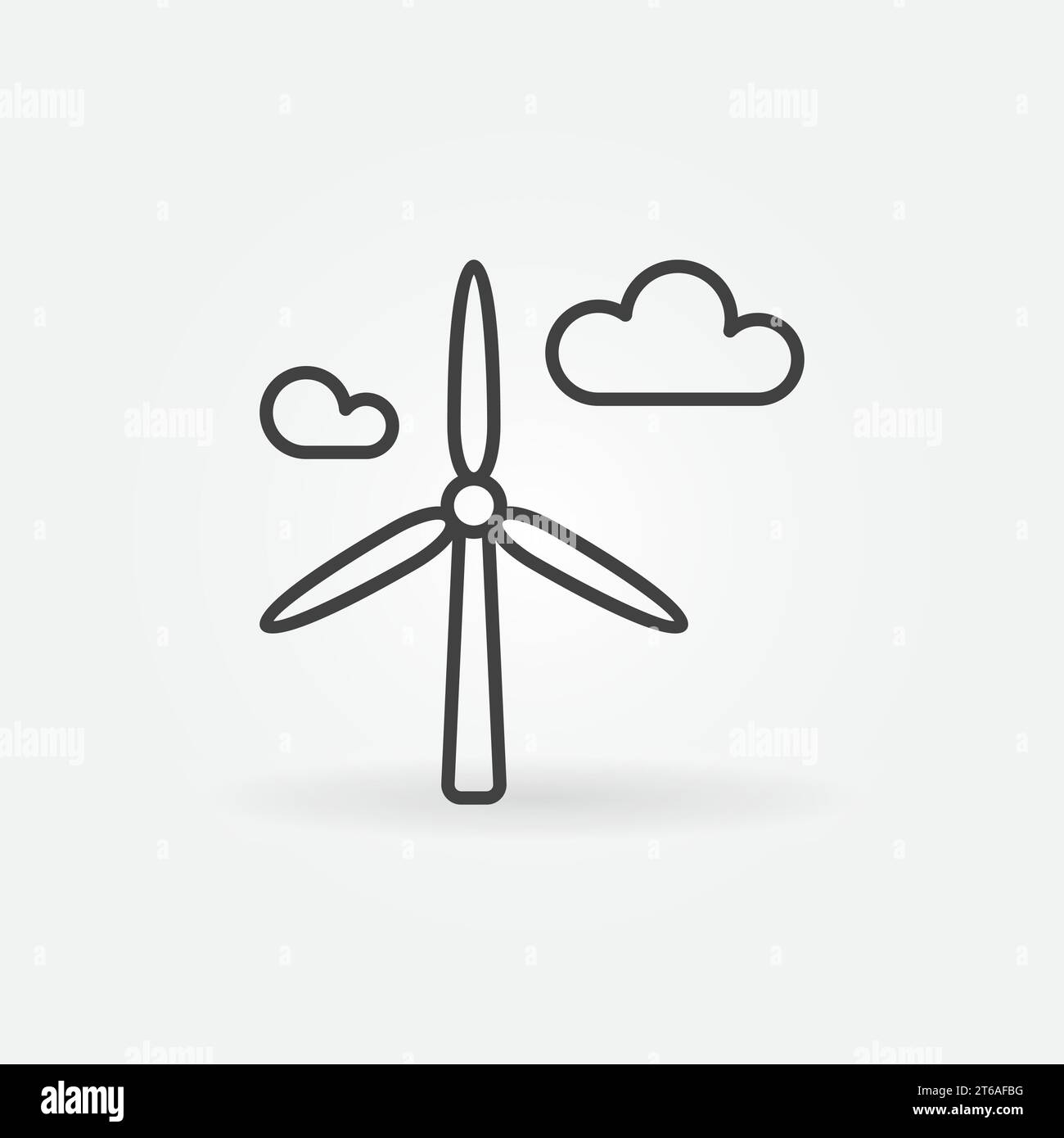 Wind Energy Converter and clouds vector outline concept icon or design ...