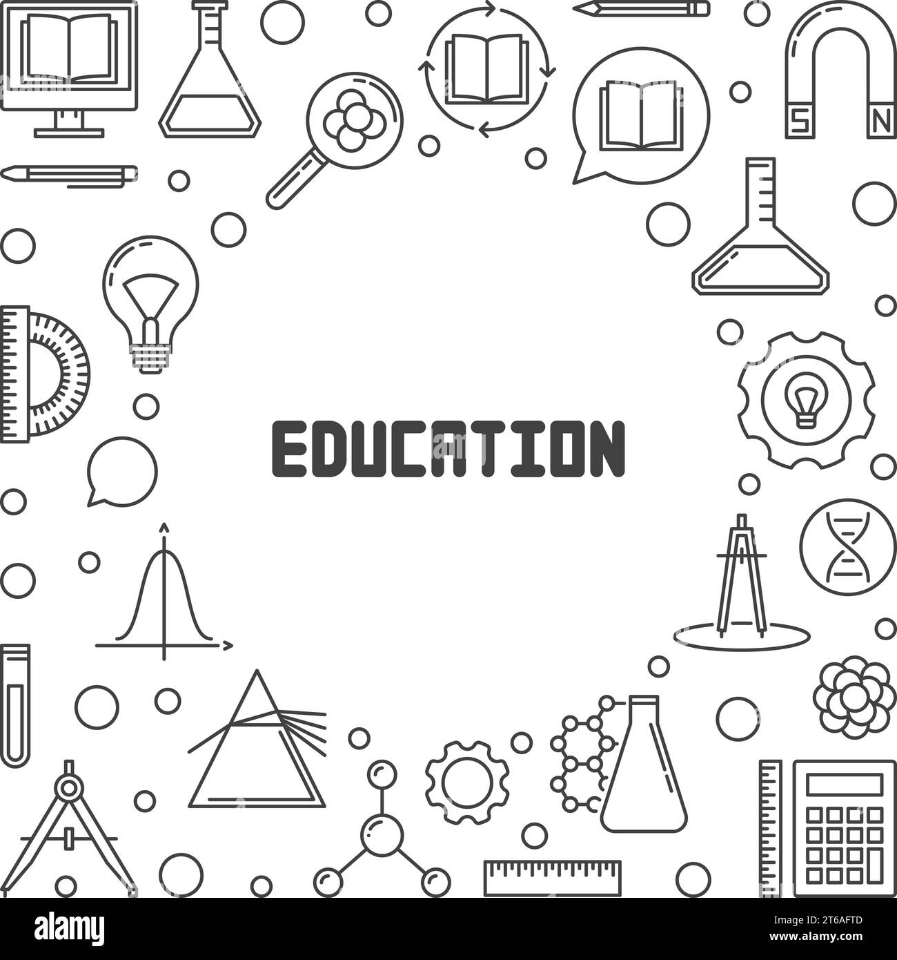 Education vector concept minimal frame or illustration in thin line ...
