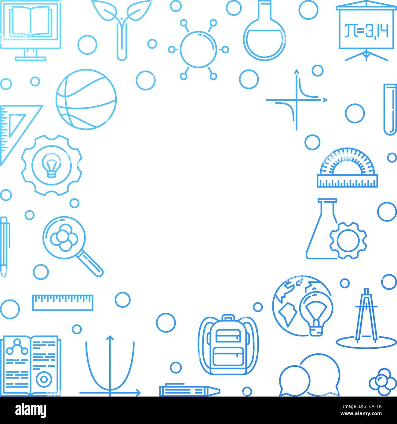School concept blue modern outline frame - vector illustration Stock ...
