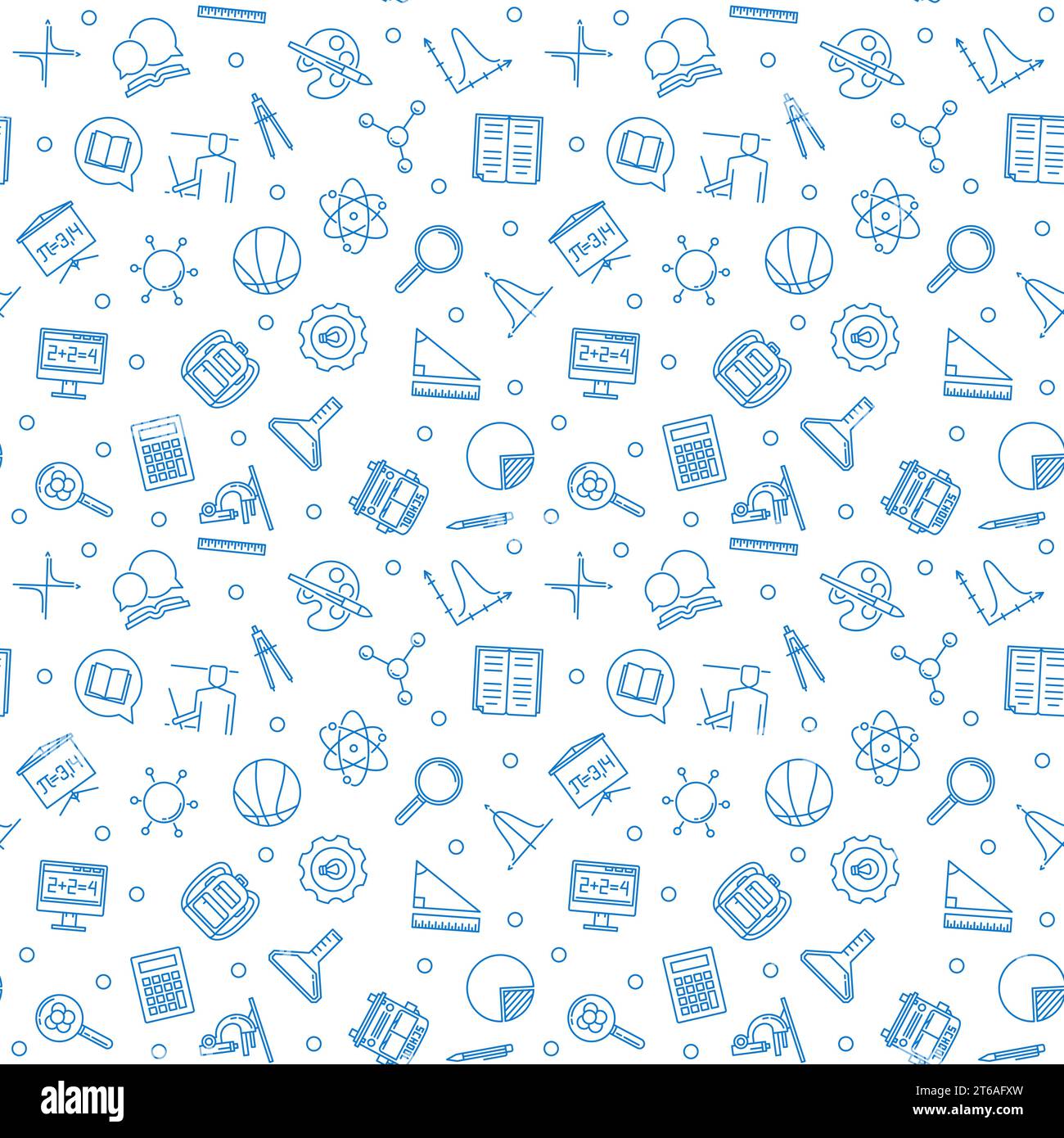Welcome Back to School vector seamless pattern in thin line style Stock Vector