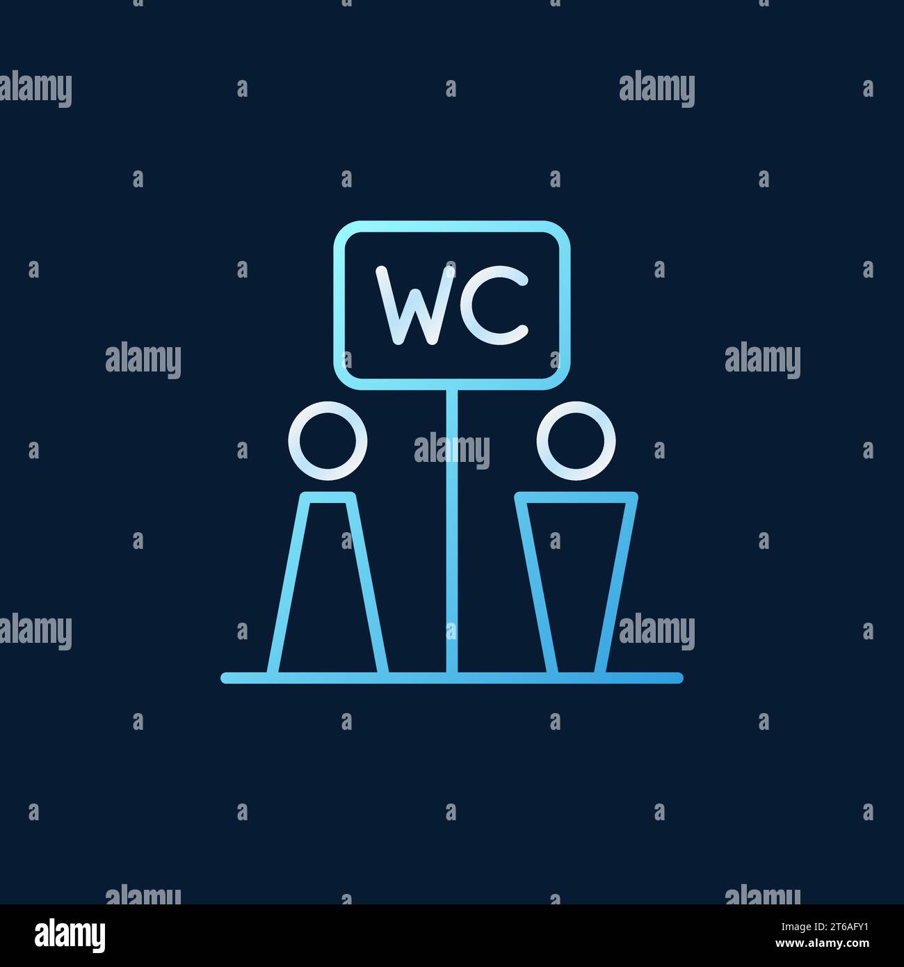 Vector WC Toilet concept colored linear icon or symbol on dark ...
