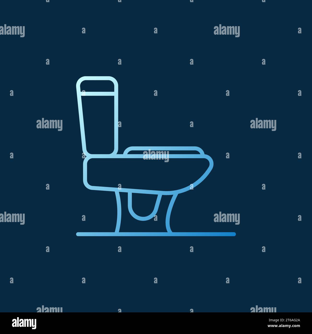 Toilet vector concept blue linear icon on dark background - side view Stock Vector