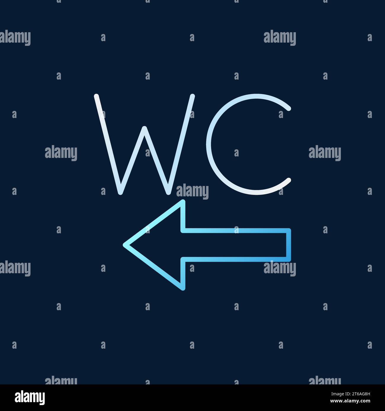 WC Toilet with arrow outline colored vector icon or logo on dark ...