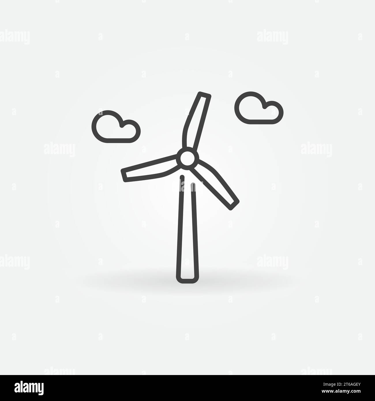 Wind Power with clouds vector concept icon or logo element in thin line ...