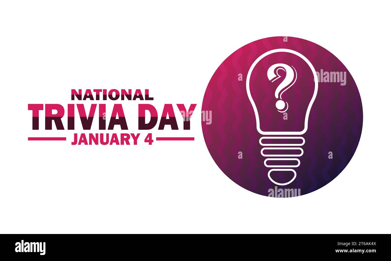 National Trivia Day. January 4. Holiday concept. Template for background, banner, card, poster with text inscription. Vector illustration. Stock Vector
