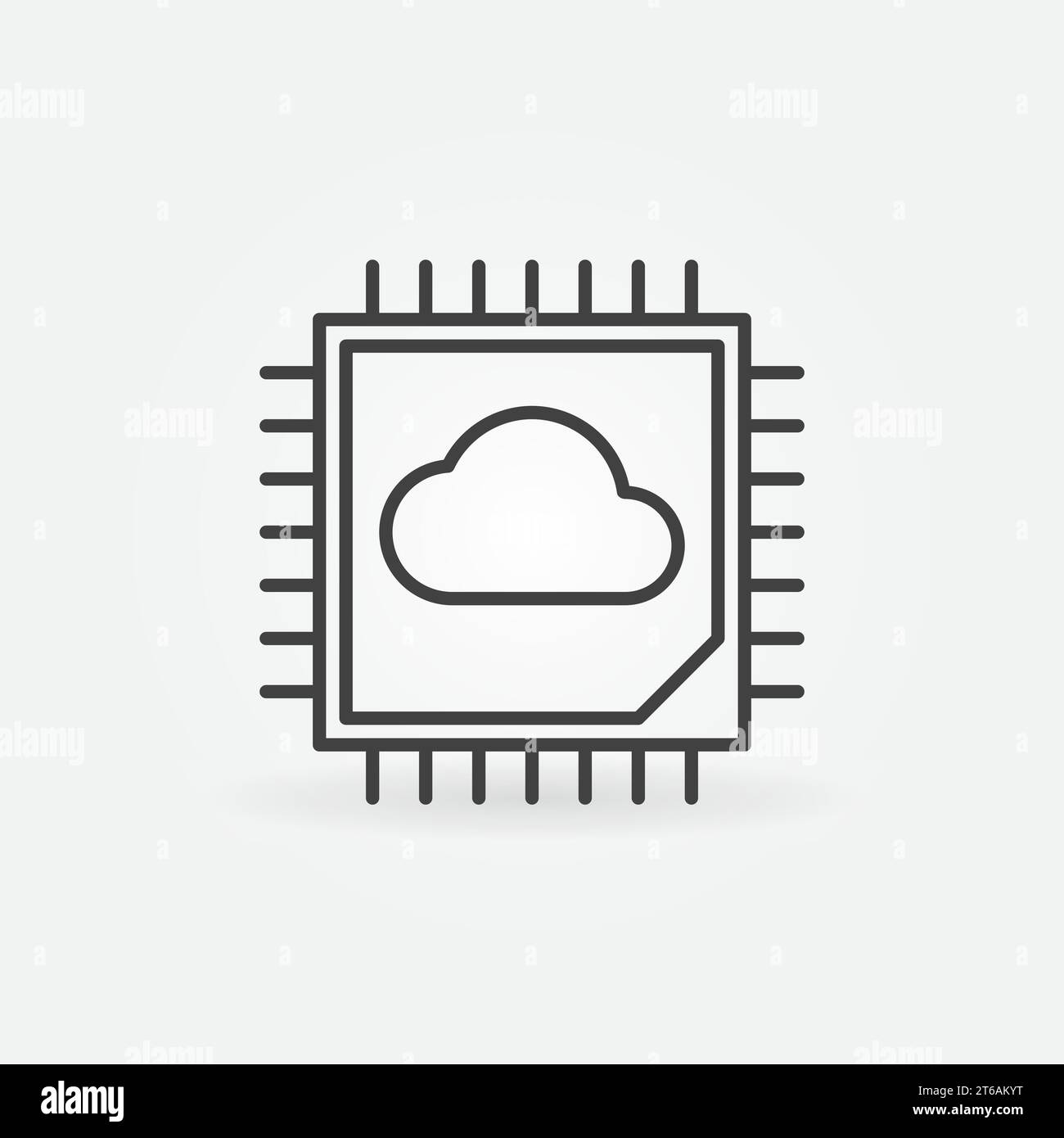 Processor or CPU with Cloud line icon. Vector Cloud Computing outline symbol Stock Vector