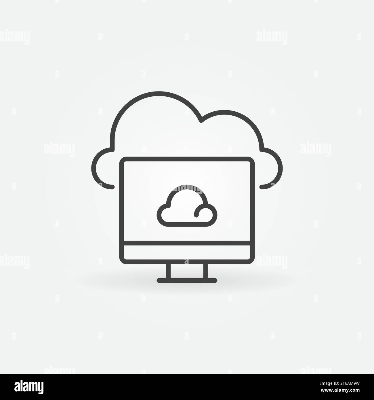 Computer with Cloud linear icon. Vector Cloud Computing concept symbol or logo element Stock Vector
