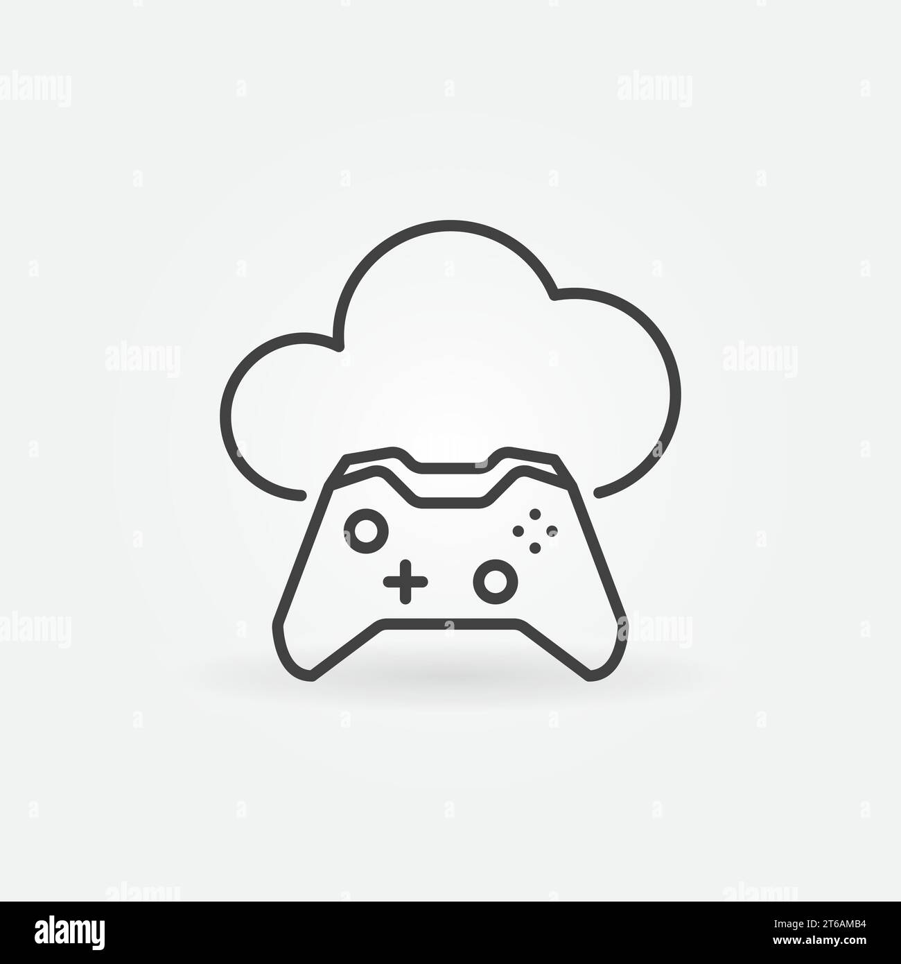 Game Controller with Cloud outline icon. Vector Cloud Gaming concept line symbol Stock Vector