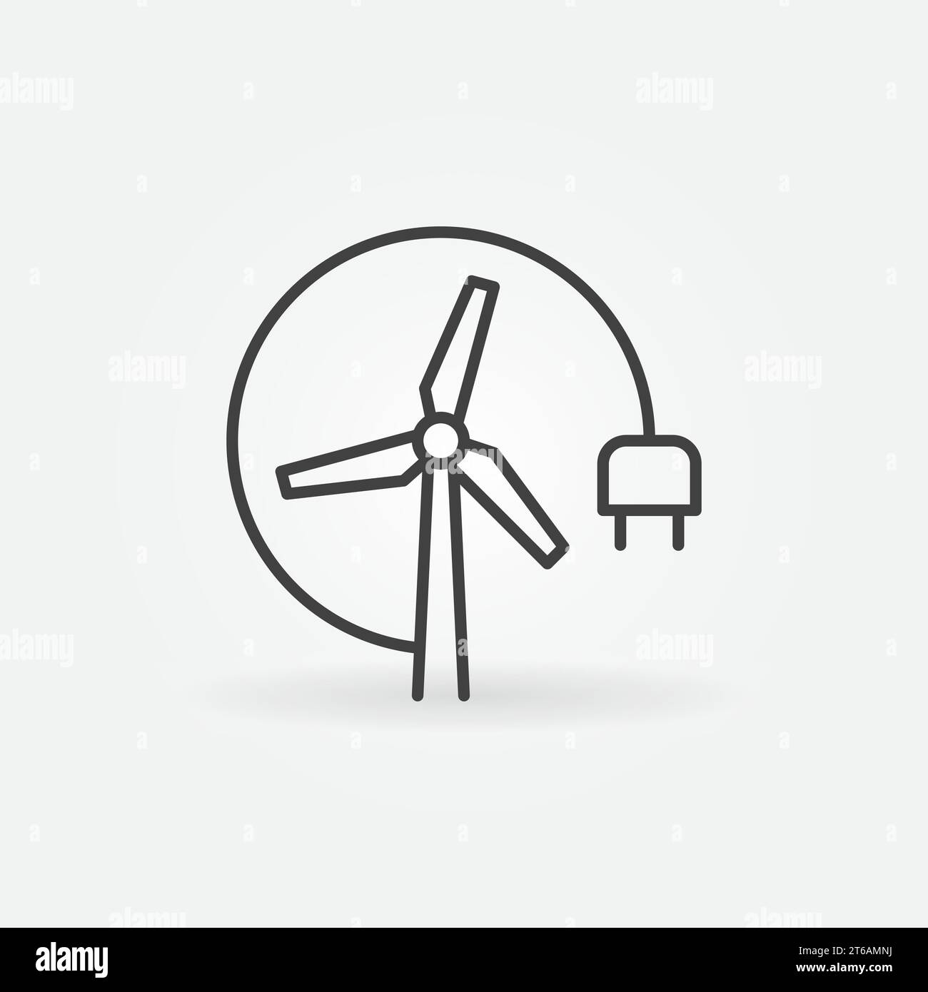 Vector Wind Turbine with plug outline concept icon or sign Stock Vector ...